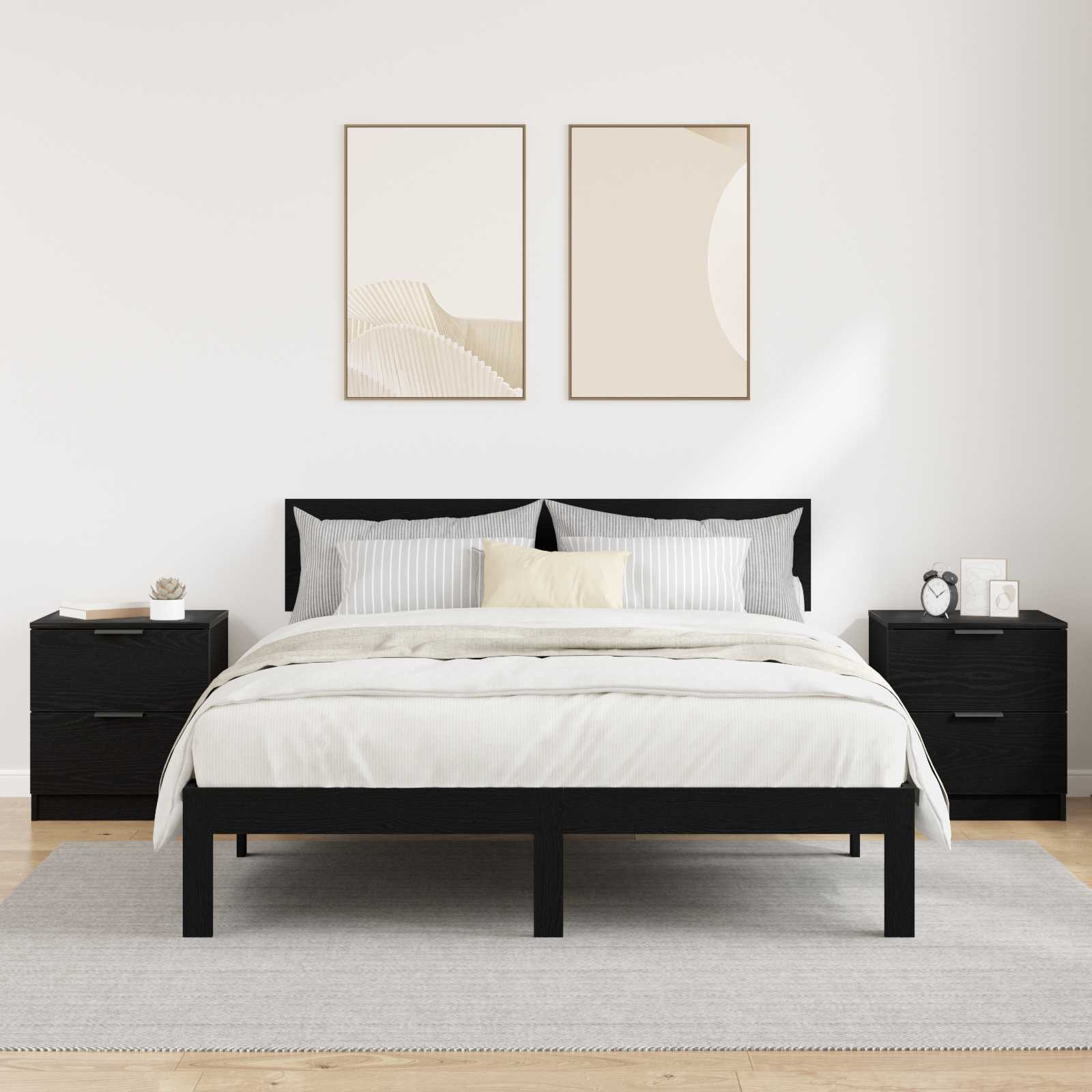 Noćni ormar 2 pcs Crni hrast 45 x 39 x 50cm Konstruirano drvo