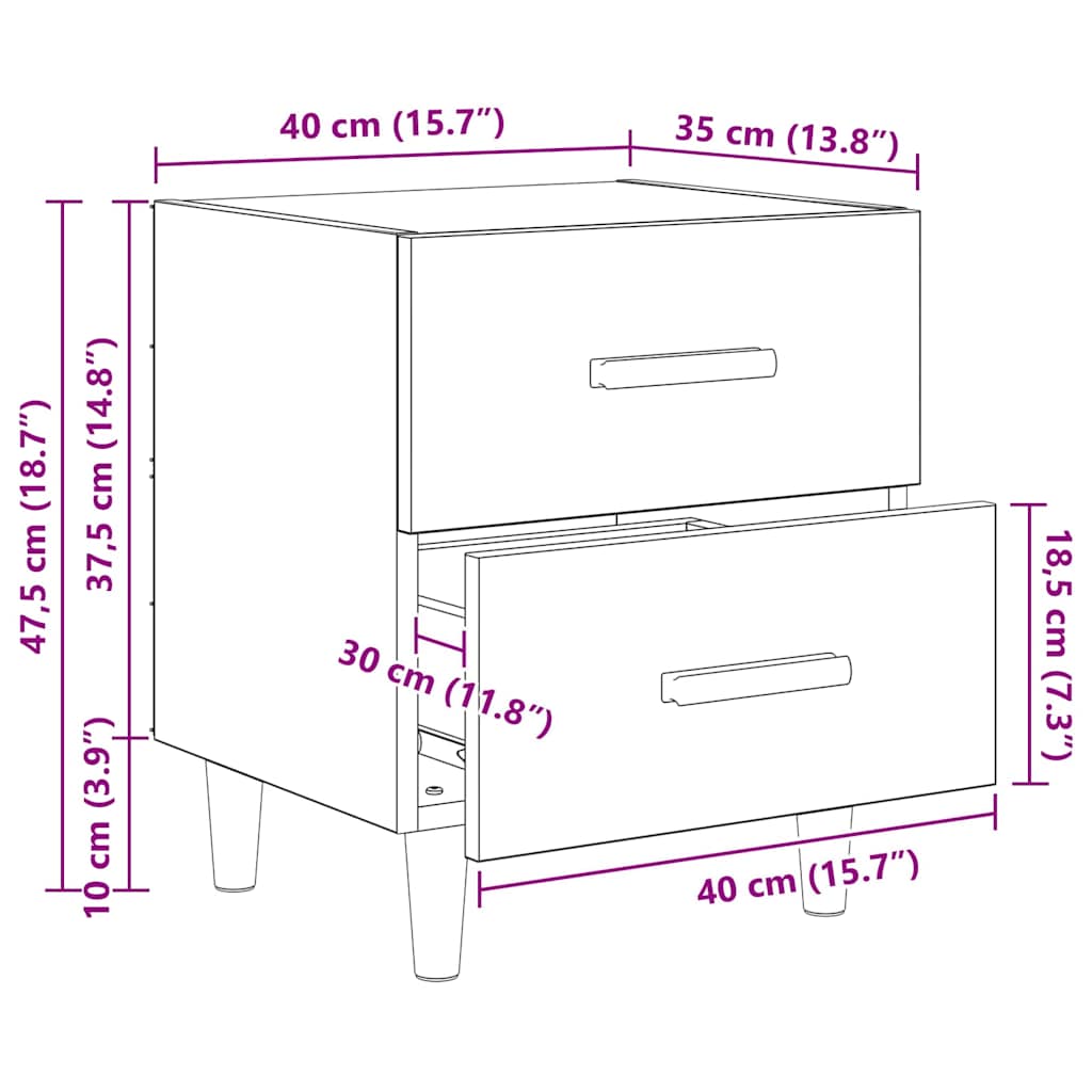 Ormarić za krevet Staro drvo 40 x 35 x 47.5cm Konstruirano drvo