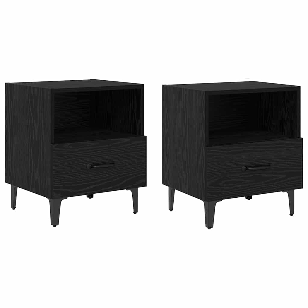 Noćni ormar s ladicama 2 pcs Crni hrast 40 x 35 x 47.5 cm
