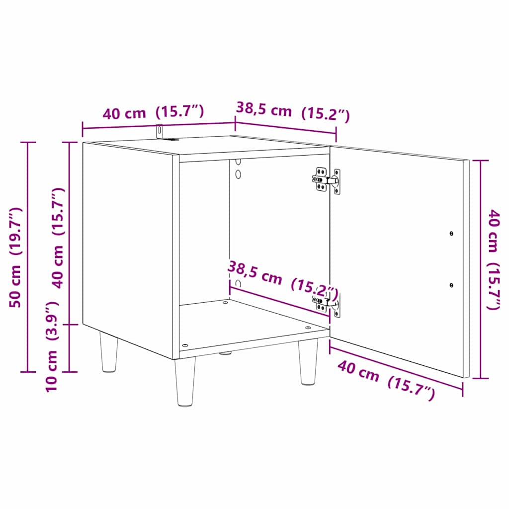 Noćni ormar Zidne 2 pcs Umjetnički hrast 40 x 40 x 50 cm