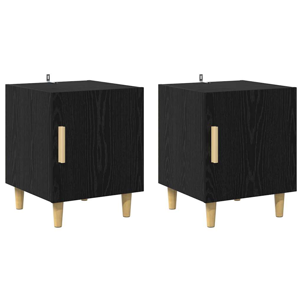 Noćni ormar 2 pcs Crni hrast 40 x 40 x 50 cm Konstruirano drvo