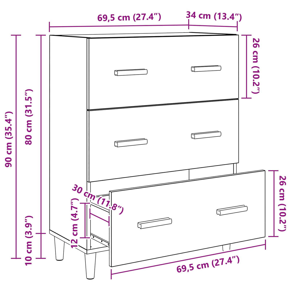Kreveta Crni hrast 69,5 x 34 x 90 cm Konstruirano drvo