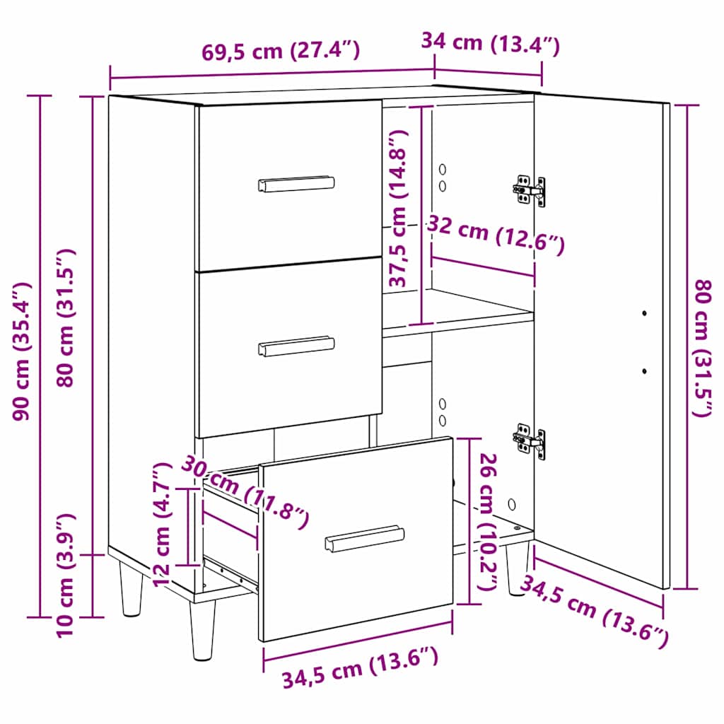 Kreveta Staro drvo 34 x 69.5 x 90 cm Konstruirano drvo