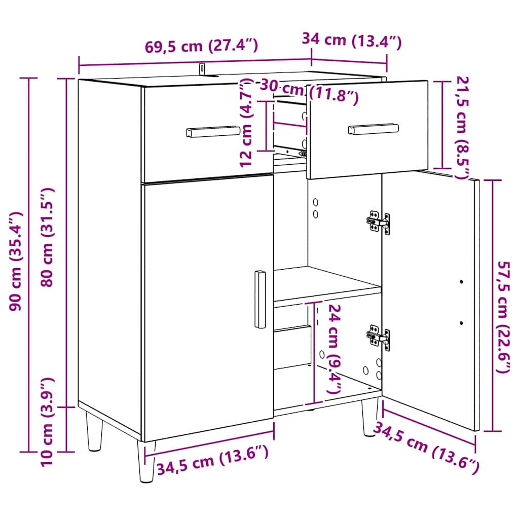 Kreveta Staro drvo 34 x 69.5 x 89 cm Konstruirano drvo