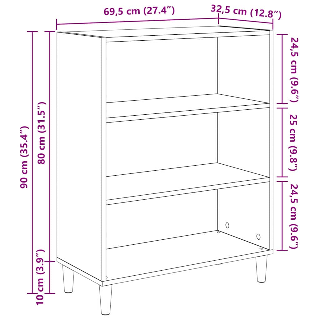 Kreveta Umjetnički hrast 69,5 x 32,5 x 90 cm Konstruirano drvo