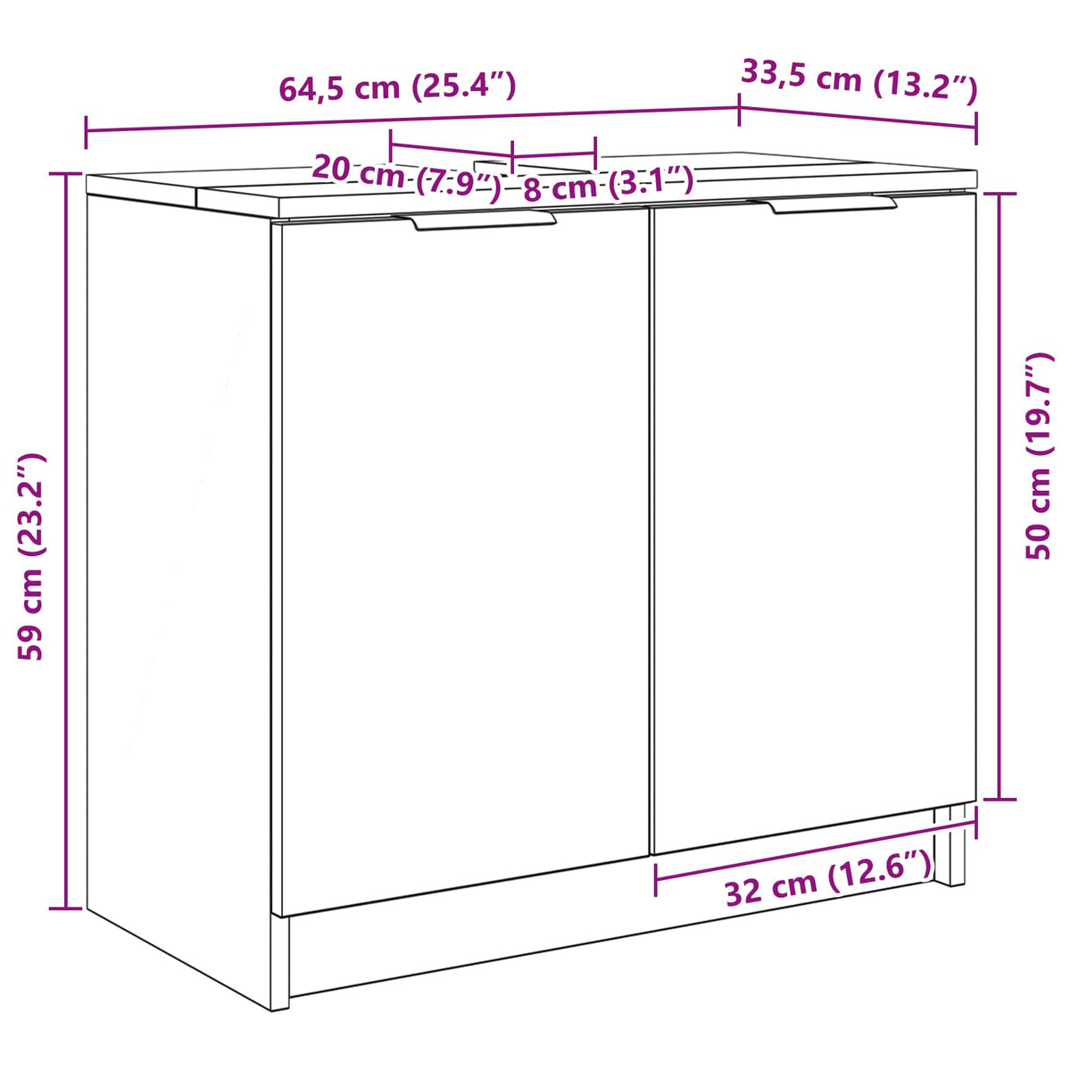Kupaonski ormar s pohranom Sonoma hrast 64,5 x 33,5 x 59 cm