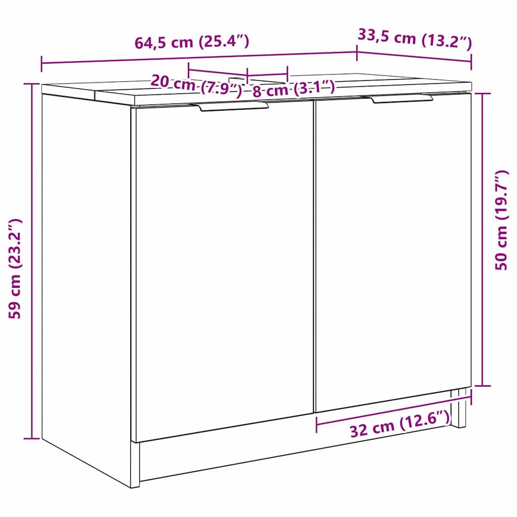Kupaonski ormar s pohranom Staro drvo 64,5 x 33,5 x 59 cm