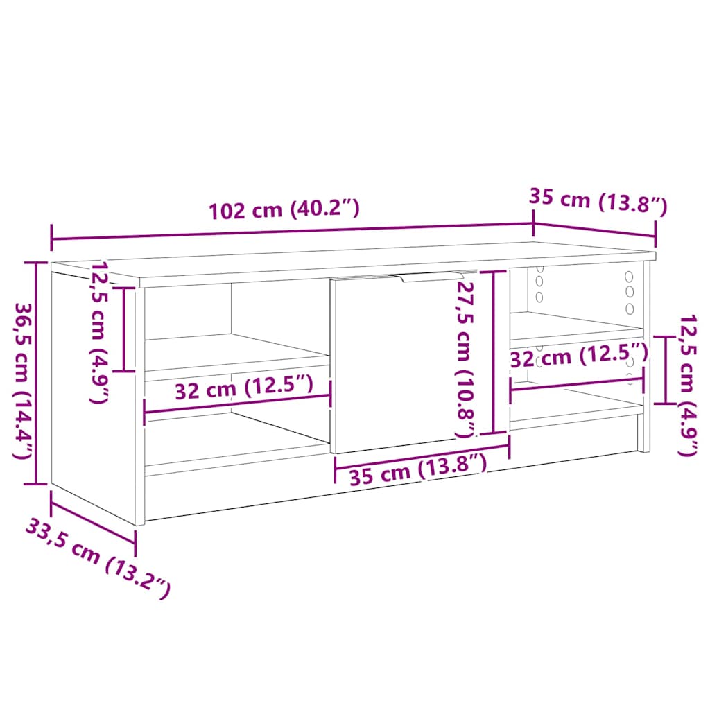 TV ormar Umjetnički hrast 102 x 35 x 36,5 cm Konstruirano drvo