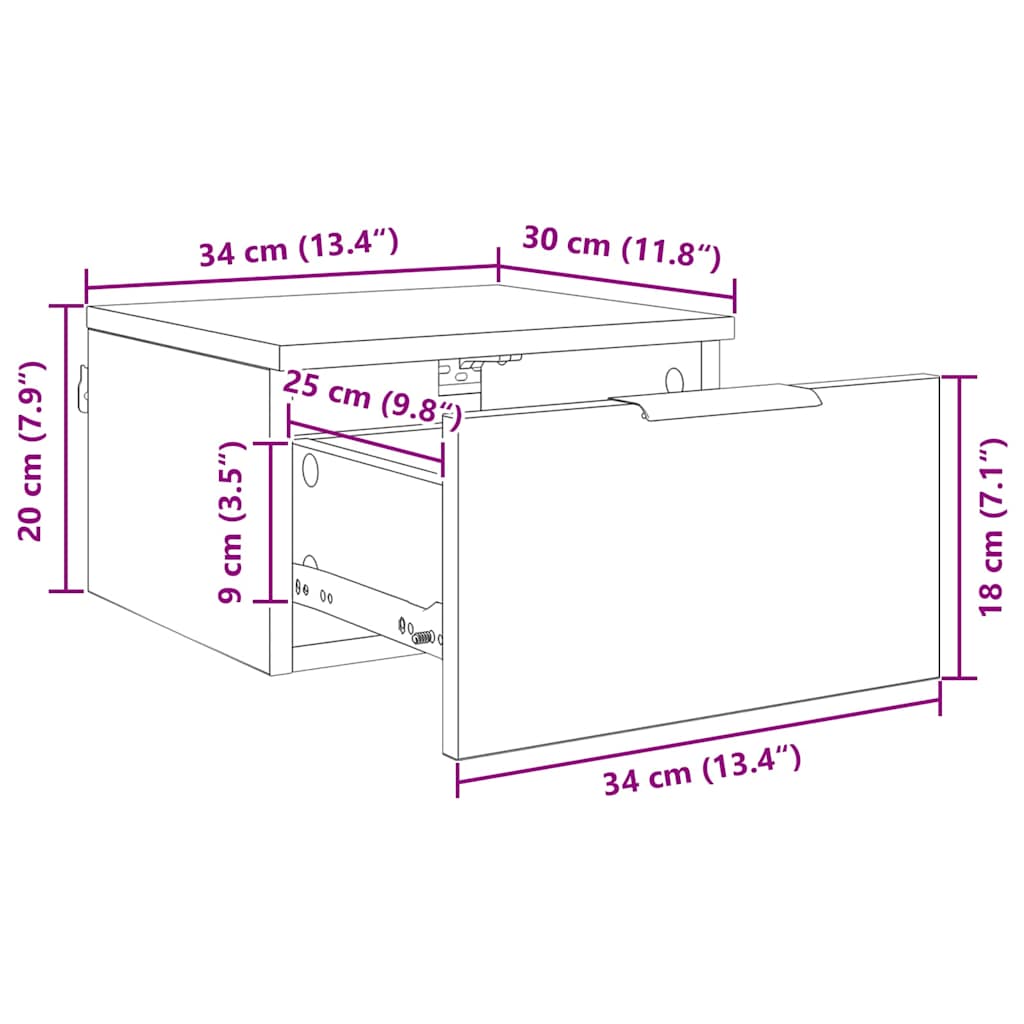 Noćni ormar 2 pcs Crni hrast 34 x 30 x 20 cm Konstruirano drvo