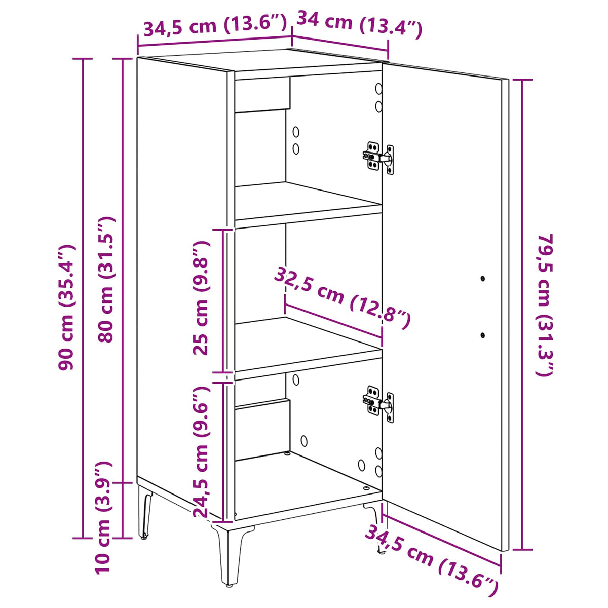 Kreveta Zidne Crni hrast 34,5 x 34 x 90 cm Konstruirano drvo