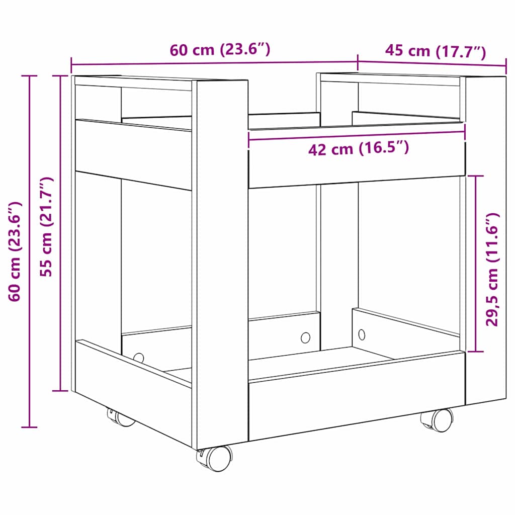 Kolica za stol Staro drvo 60 x 45 x 60 cm Konstruirano drvo