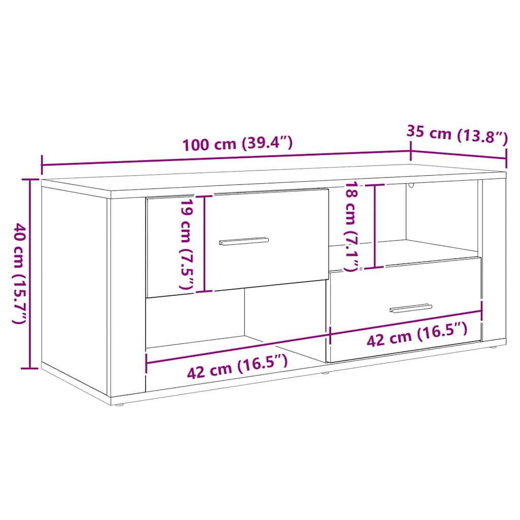 TV ormar Crni hrast 100 x 35 x 40 cm Konstruirano drvo