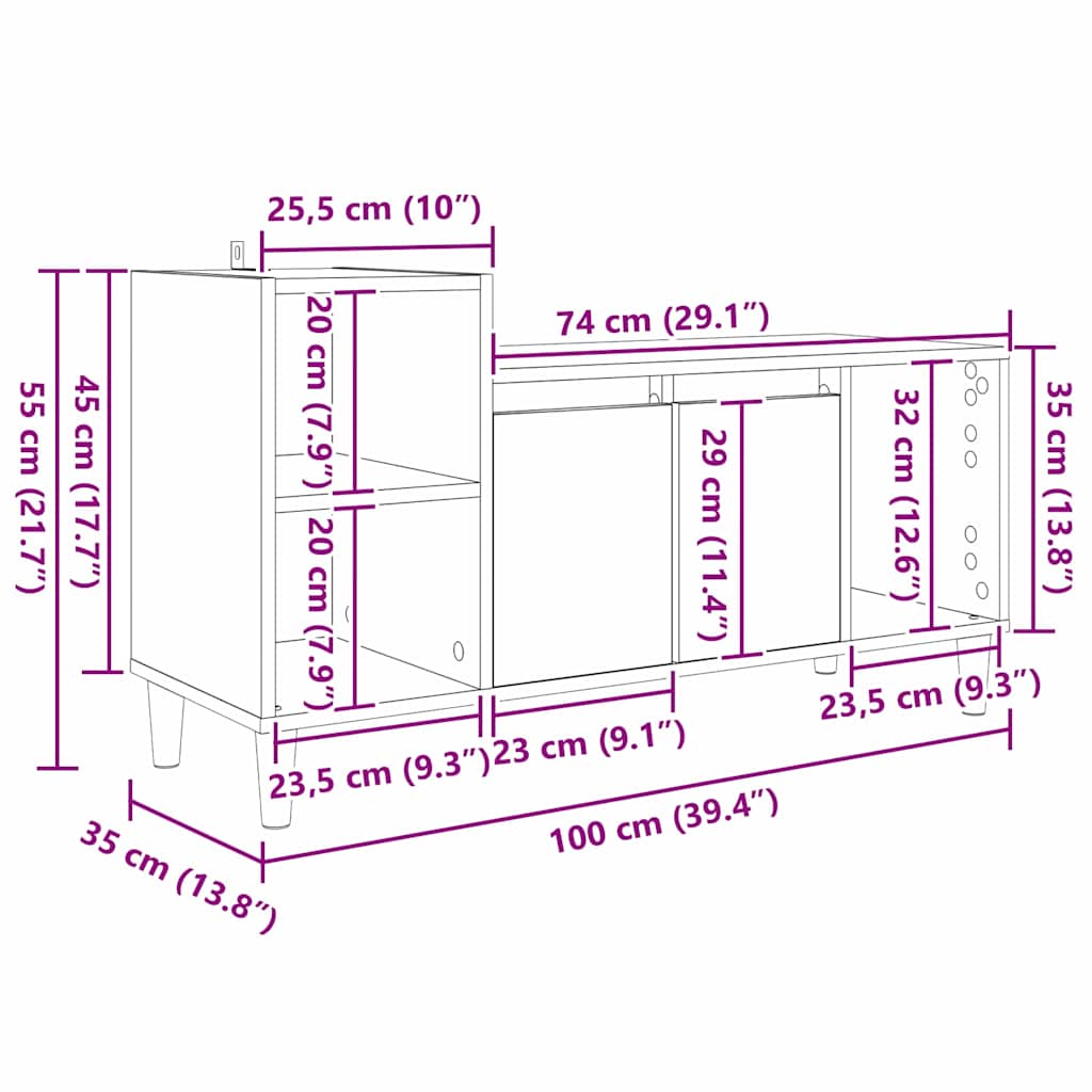 TV ormar Umjetnički hrast 100 x 35 x 55 cm Konstruirano drvo