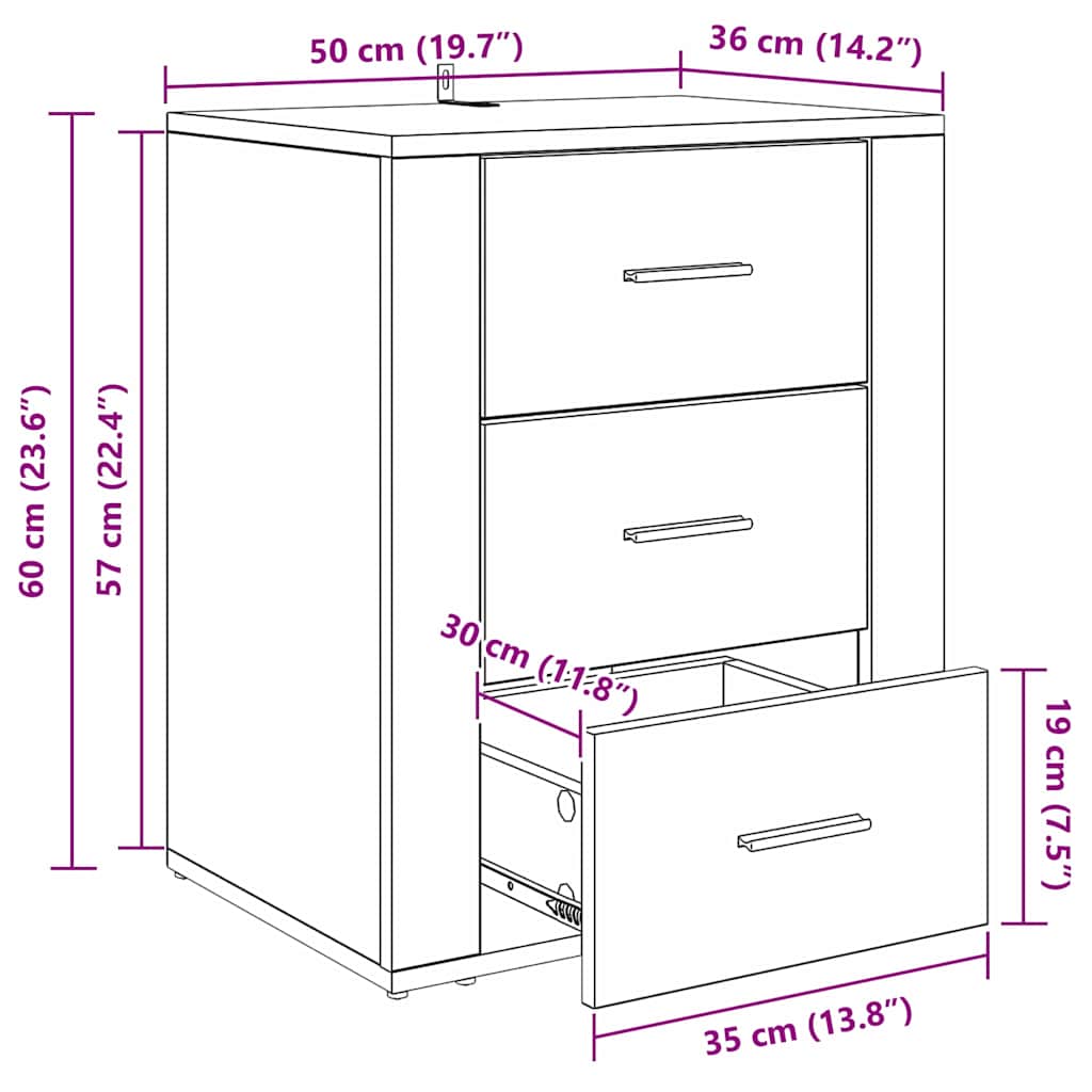 Noćni ormar Crni hrast 35 x 50 x 60 cm Konstruirano drvo