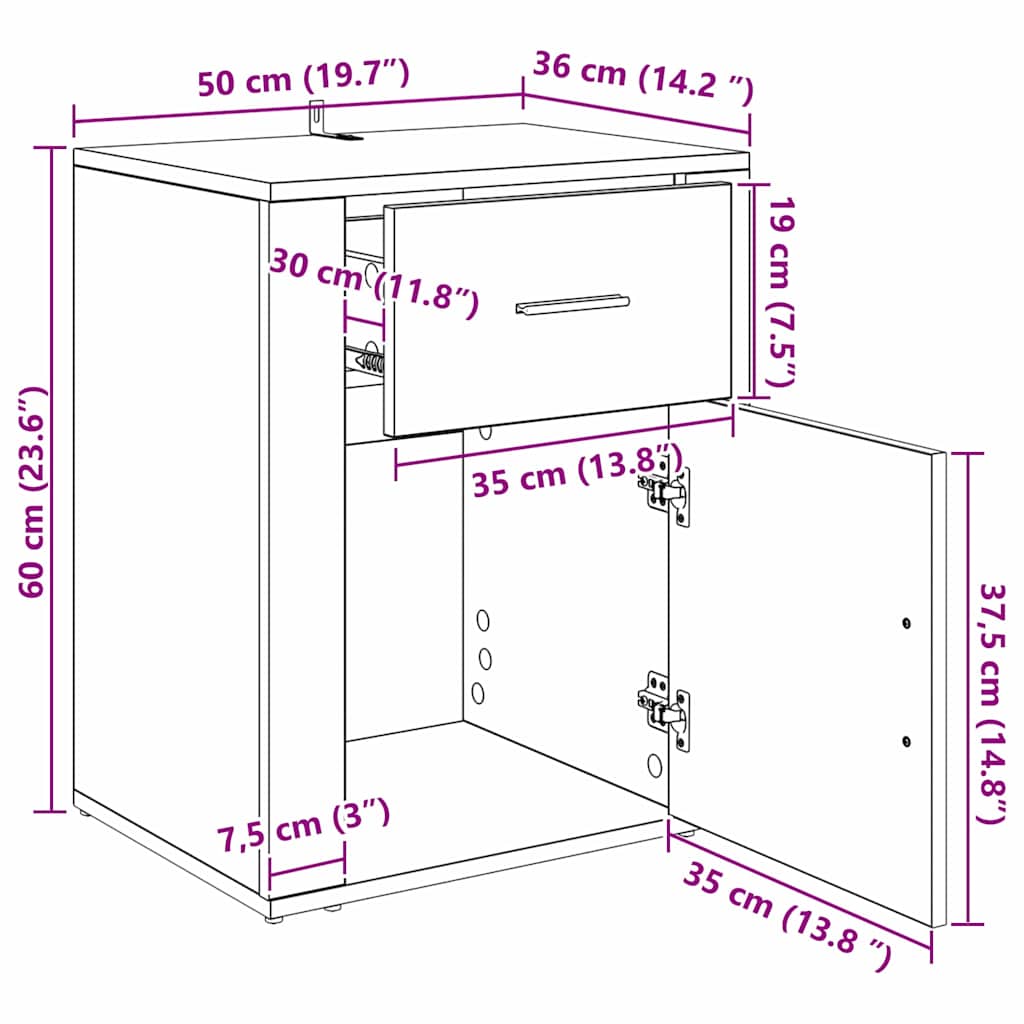 Noćni ormar Crni hrast 35 x 50 x 60 cm Konstruirano drvo