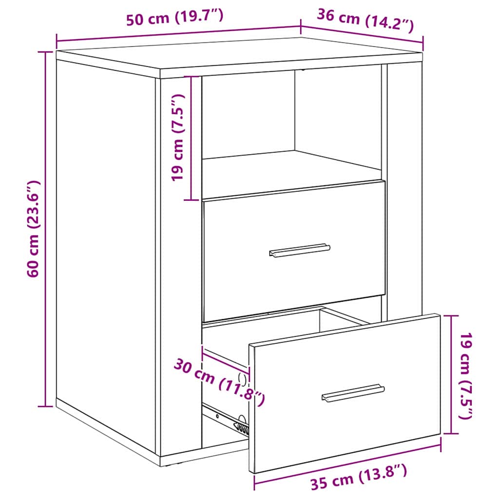 Noćni ormar Crni hrast 35 x 50 x 60 cm Konstruirano drvo