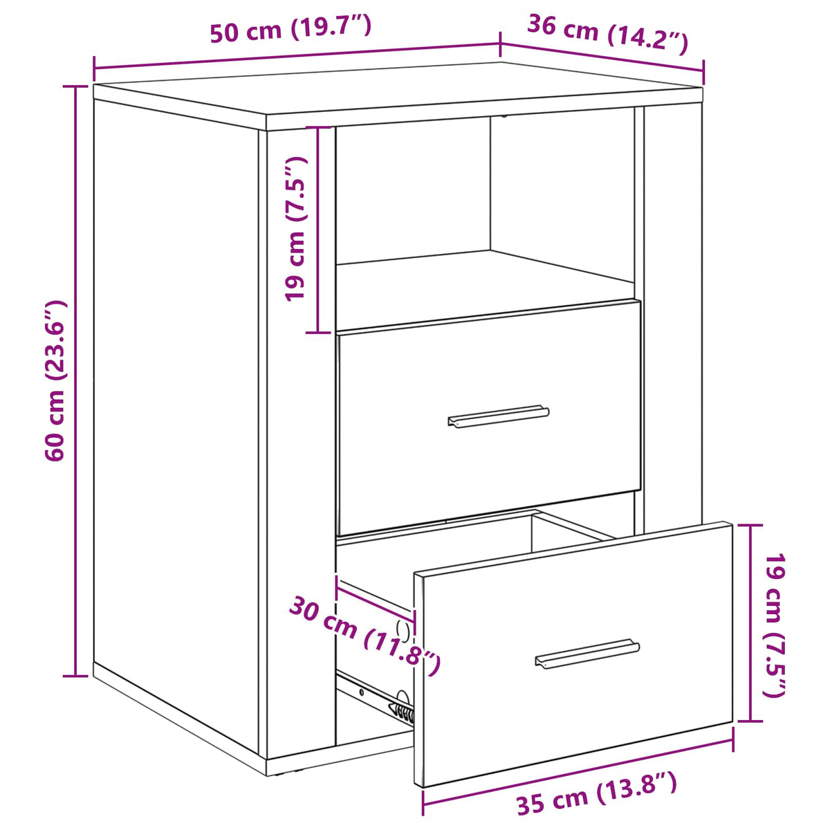 Noćni ormar Crni hrast 35 x 50 x 60 cm Konstruirano drvo