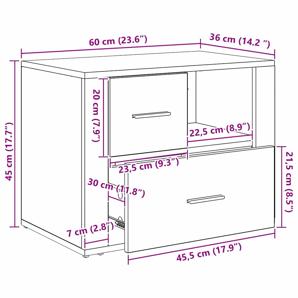 Noćni ormar Crni hrast 35 x 60 x 50 cm Konstruirano drvo