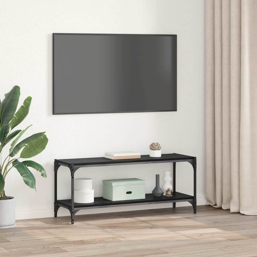 TV ormar Crni hrast 100x33x41cm Obrađeno drvo i čelik