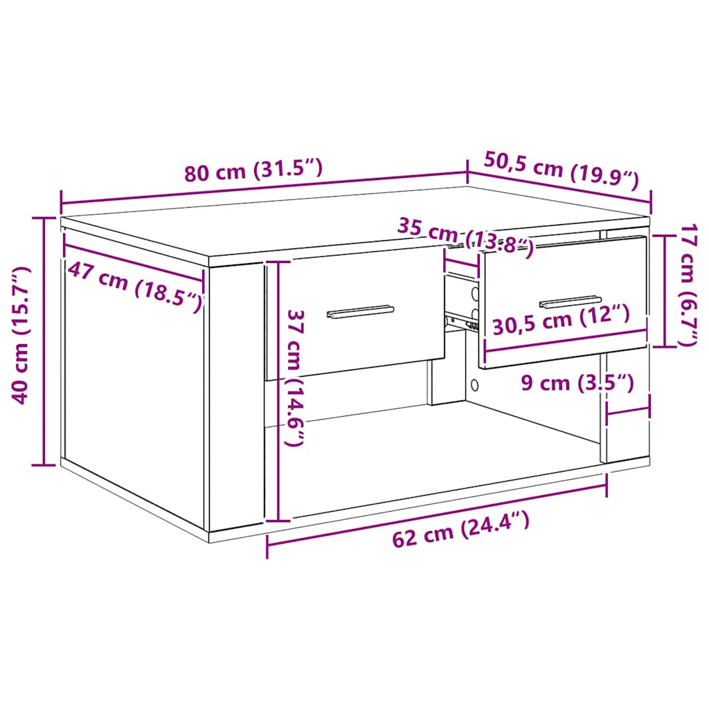 Kava Stol Staro drvo 80 x 50 x 40 cm Konstruirano drvo