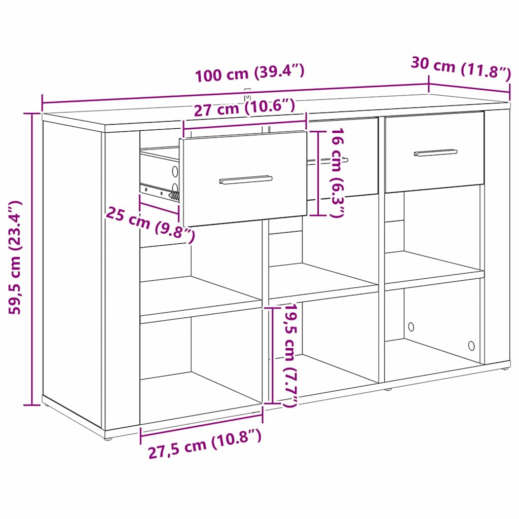 Kreveta Crni hrast 100 x 30 x 59,5 cm Konstruirano drvo