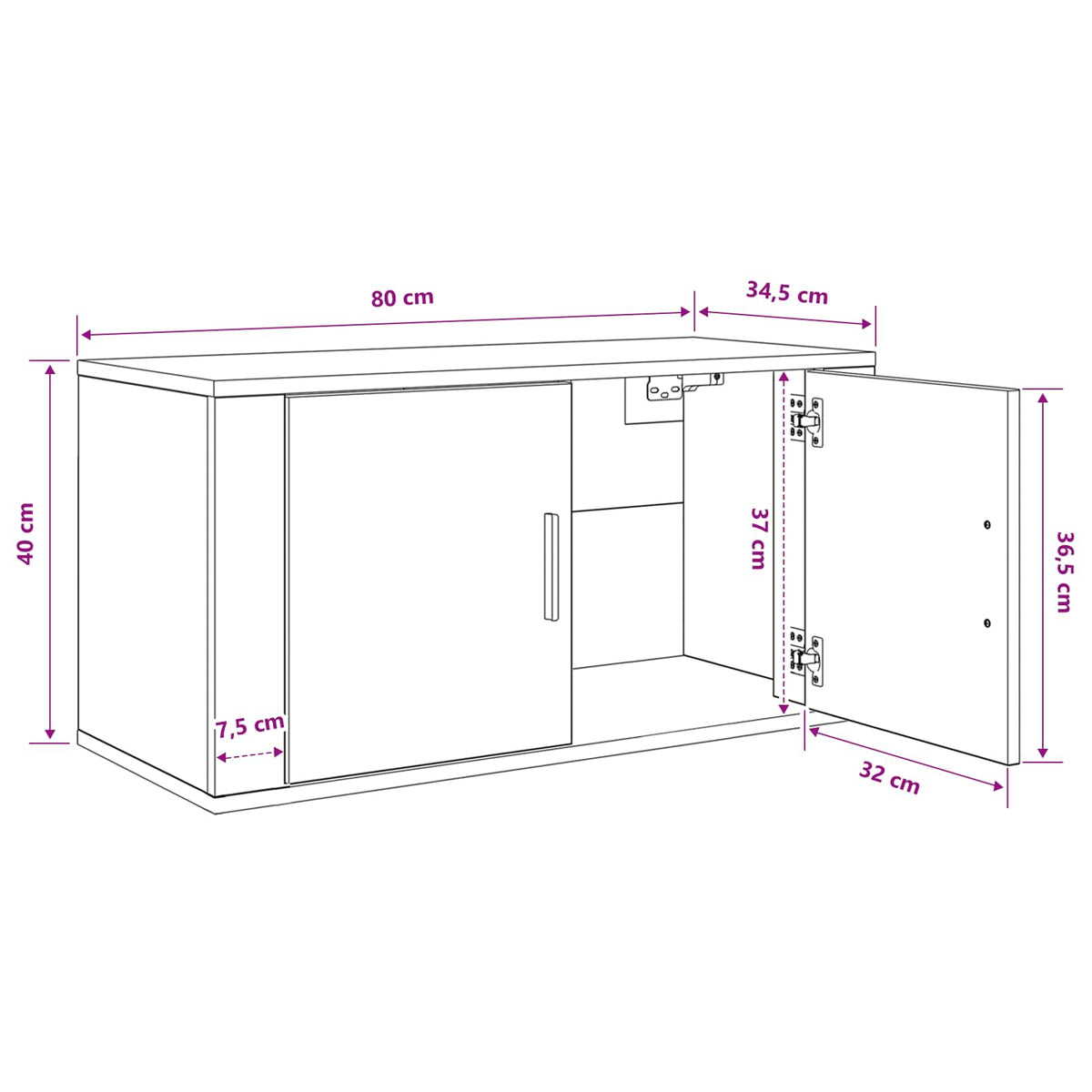 Ormar za TV montiran na zid Zidne Staro drvo 80 x 34.5 x 40 cm