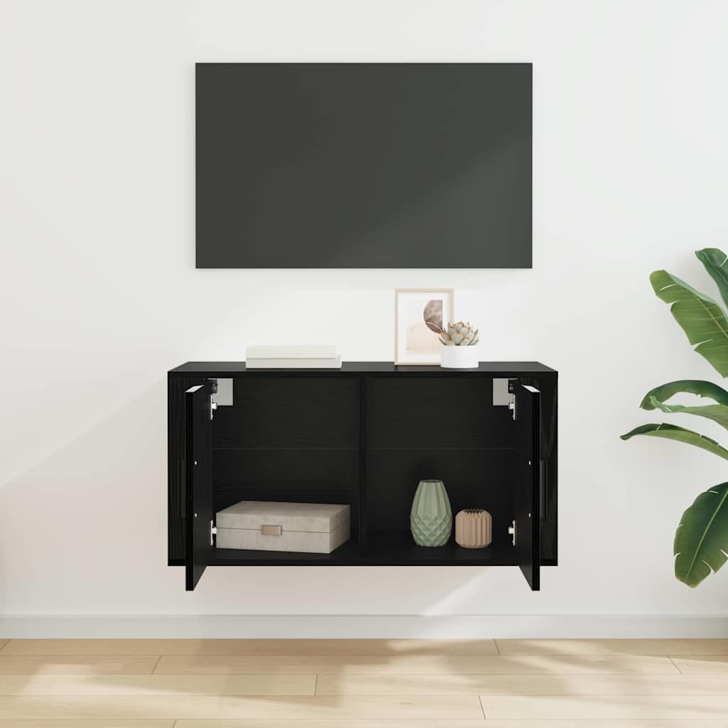 Ormar za TV montiran na zid Zidne Crni hrast 80 x 34.5 x 40 cm