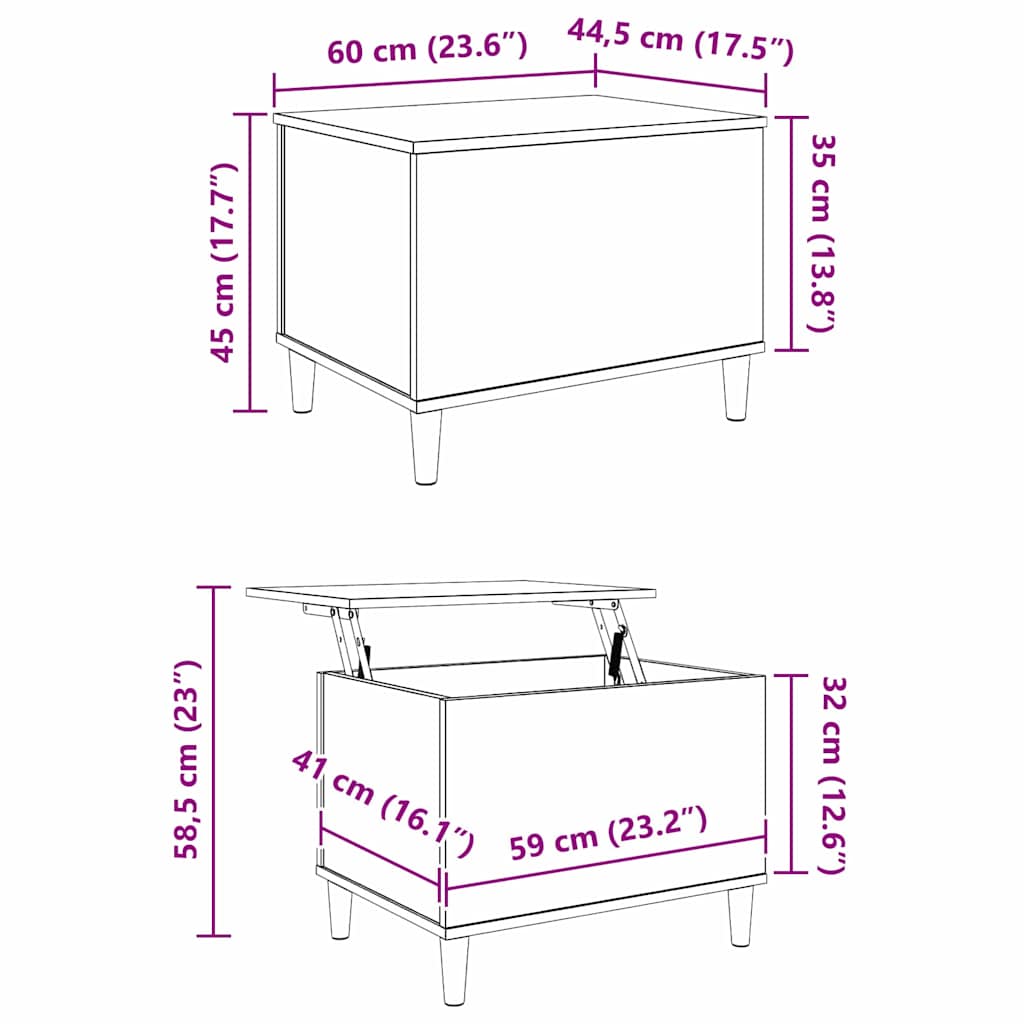 Noćni ormar Crni hrast 60 x 44,5 x 45 cm Konstruirano drvo