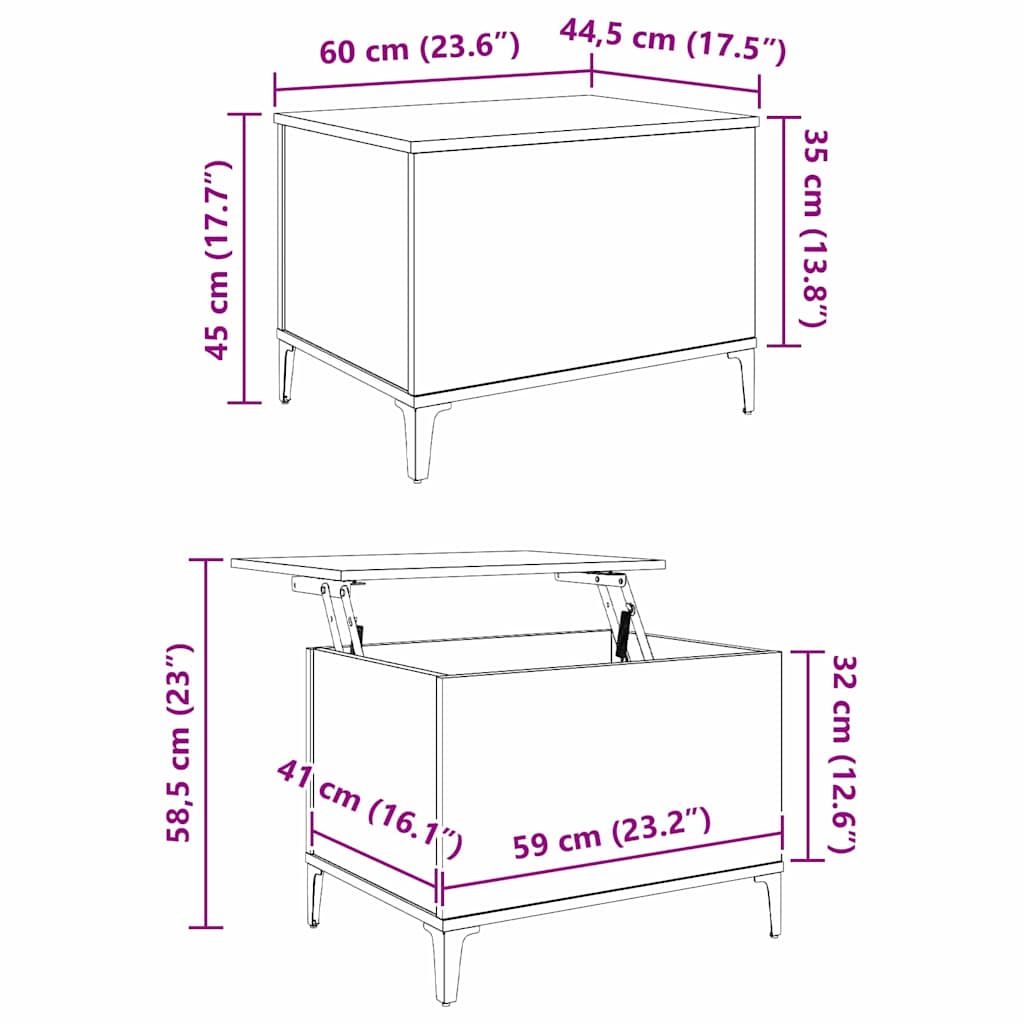 Kava Stol Crni hrast 60 x 44,5 x 45 cm Konstruirano drvo