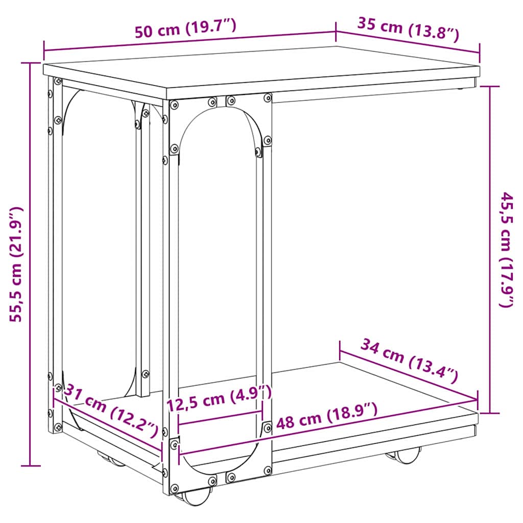 Bocni stol Umjetnički hrast 50 x 35 x 55.5 cm Konstruirano drvo