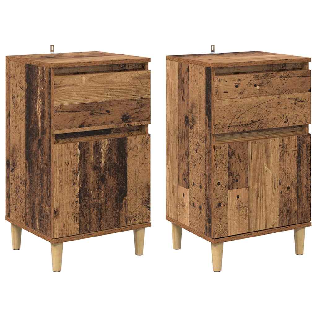 Noćni ormar 2 pcs Staro drvo 40 x 35 x 70 cm Konstruirano drvo