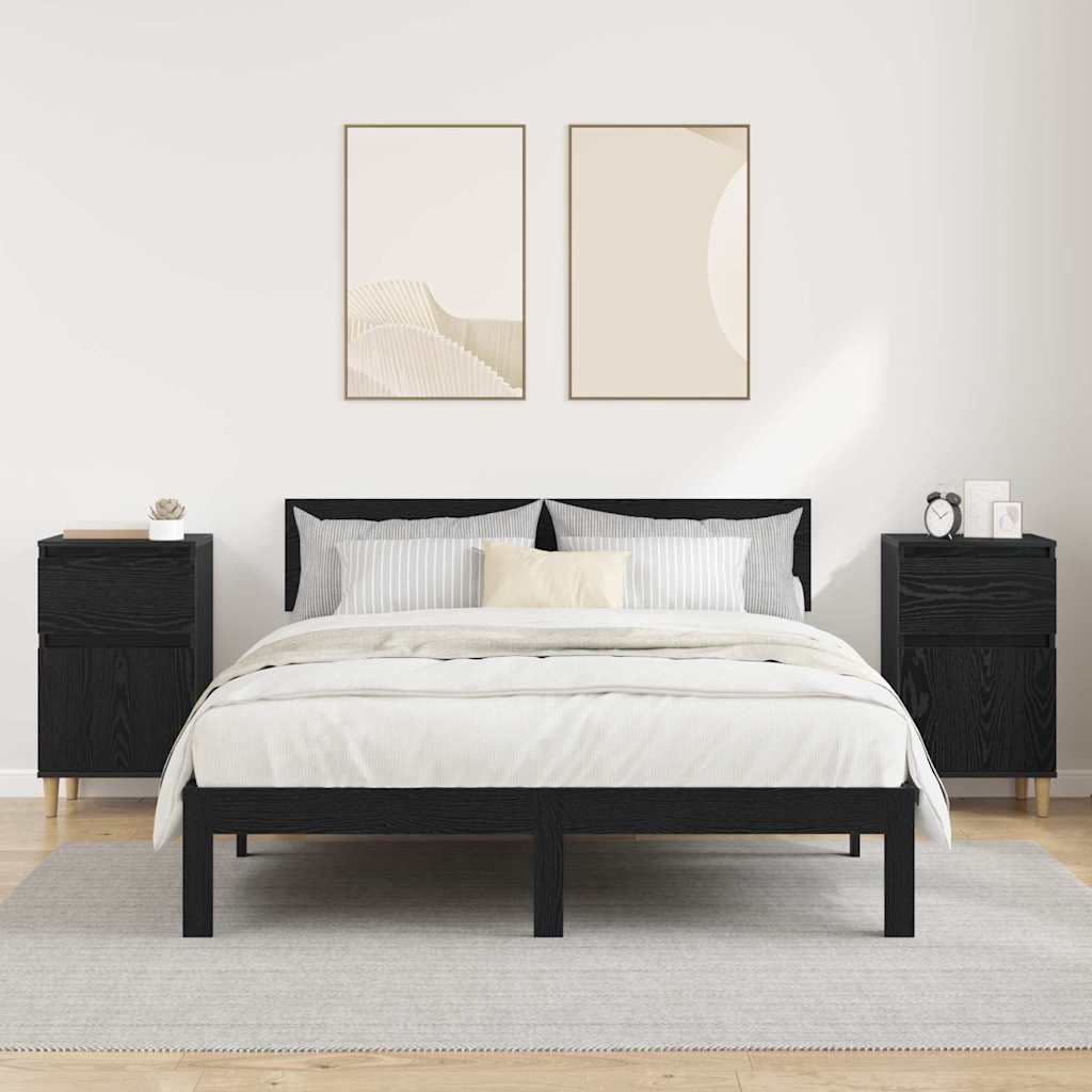 Noćni ormar 2 pcs Crni hrast 40 x 35 x 70 cm Konstruirano drvo
