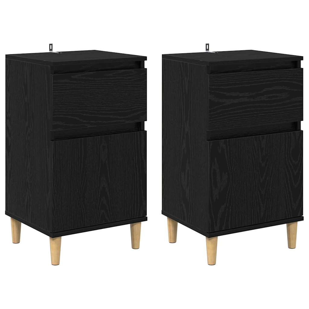 Noćni ormar 2 pcs Crni hrast 40 x 35 x 70 cm Konstruirano drvo