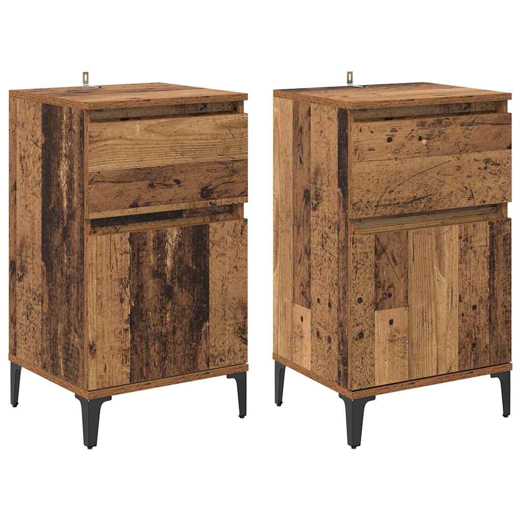 Noćni ormar 2 pcs Staro drvo 40 x 35 x 70 cm Konstruirano drvo