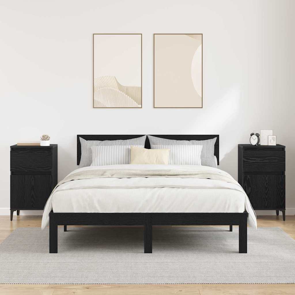 Noćni ormar 2 pcs Crni hrast 40 x 35 x 70 cm Konstruirano drvo