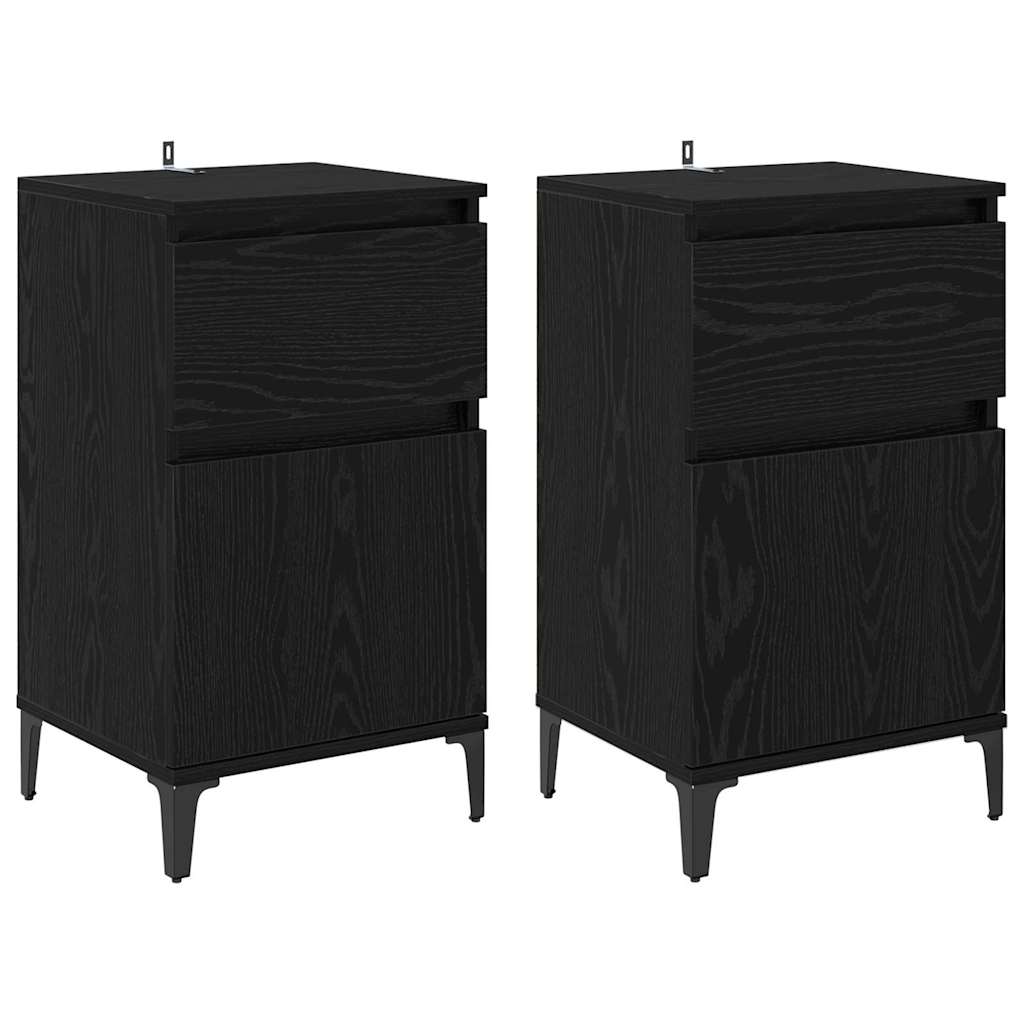 Noćni ormar 2 pcs Crni hrast 40 x 35 x 70 cm Konstruirano drvo