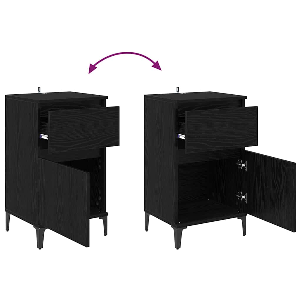 Noćni ormar 2 pcs Crni hrast 40 x 35 x 70 cm Konstruirano drvo