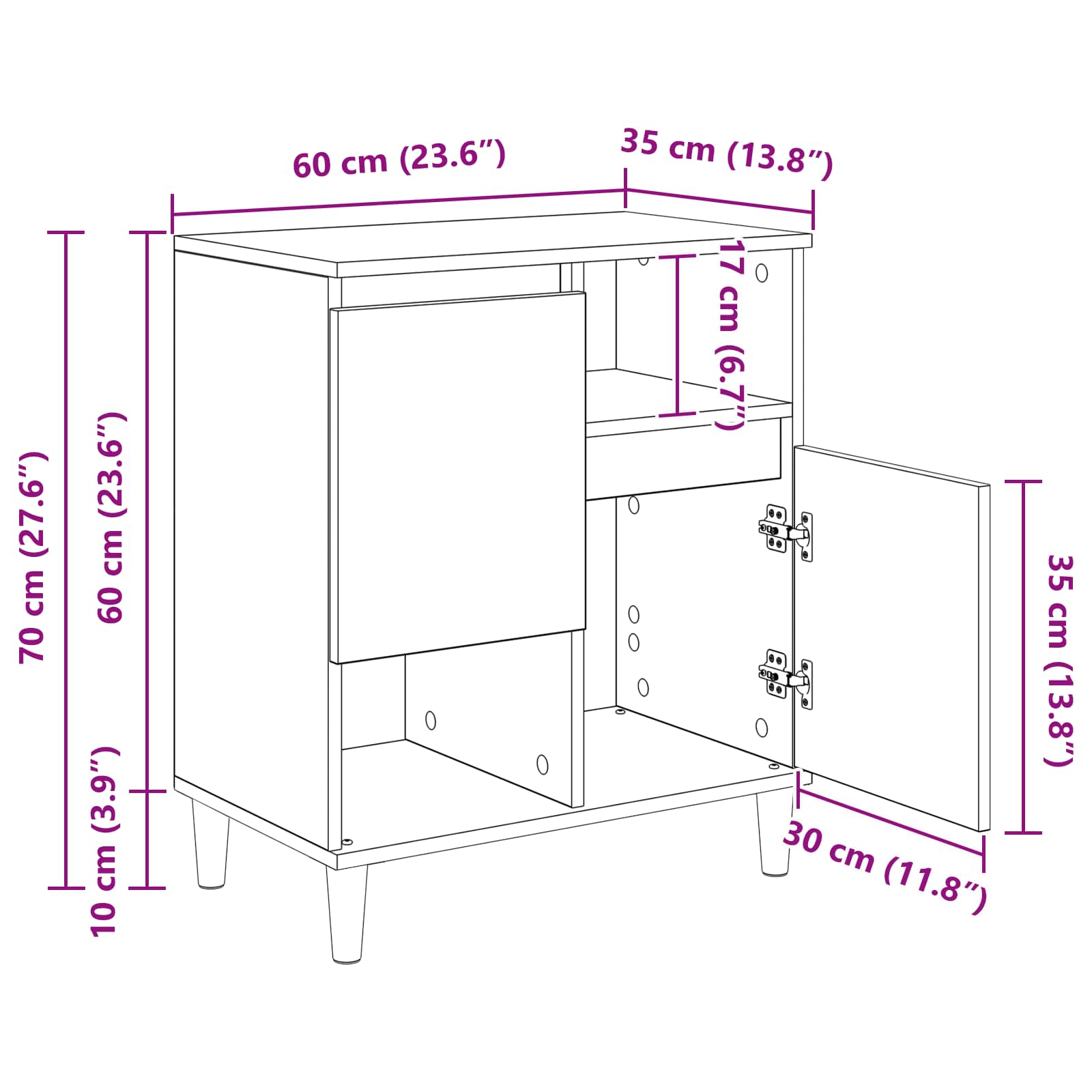 Kreveta Crni hrast 35 x 60 x 70 cm Konstruirano drvo