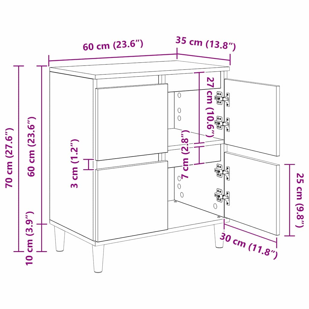 Kreveta Crni hrast 60 x 35 x 70 cm Konstruirano drvo