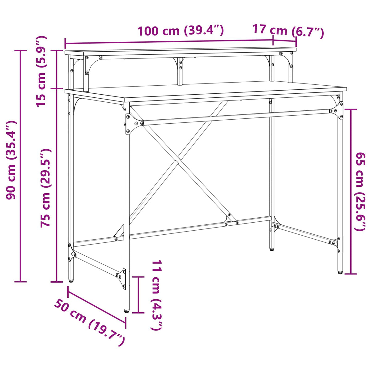 Stol Umjetnički hrast 100 x 50 x 90 cm Konstruirano drvo