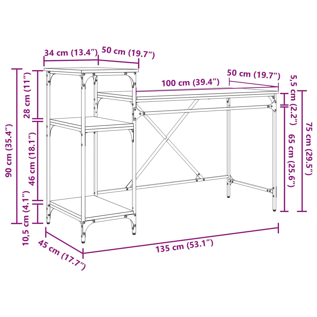 Stol Staro drvo 135 x 50 x 90 cm Konstruirano drvo