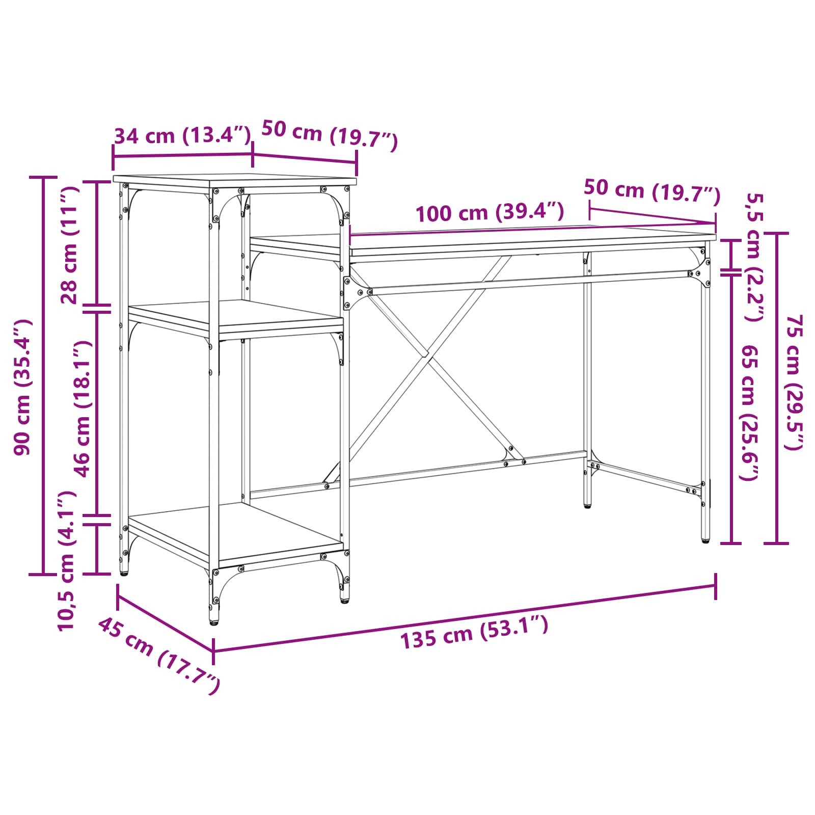 Stol Staro drvo 135 x 50 x 90 cm Konstruirano drvo