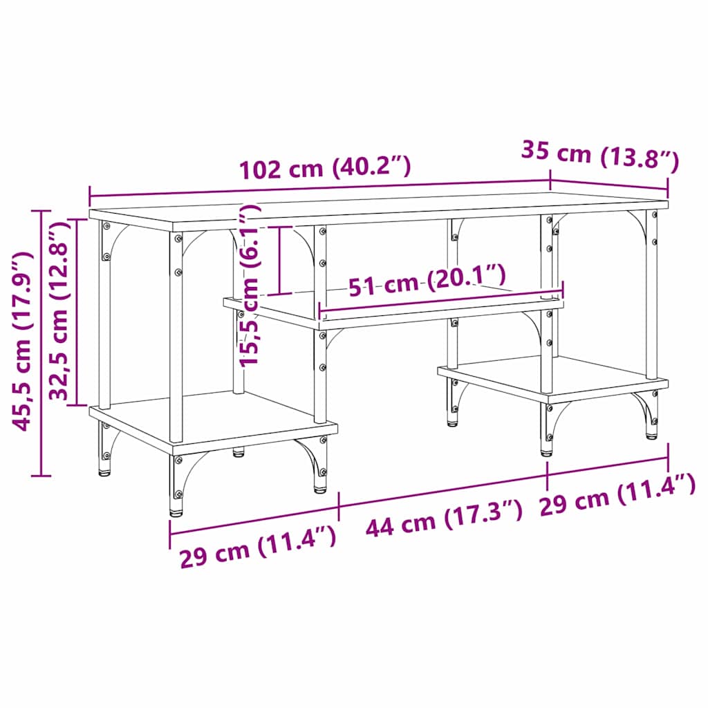 TV ormar Staro drvo 102 x 35 x 45,5 cm Obrađeno drvo i čelik