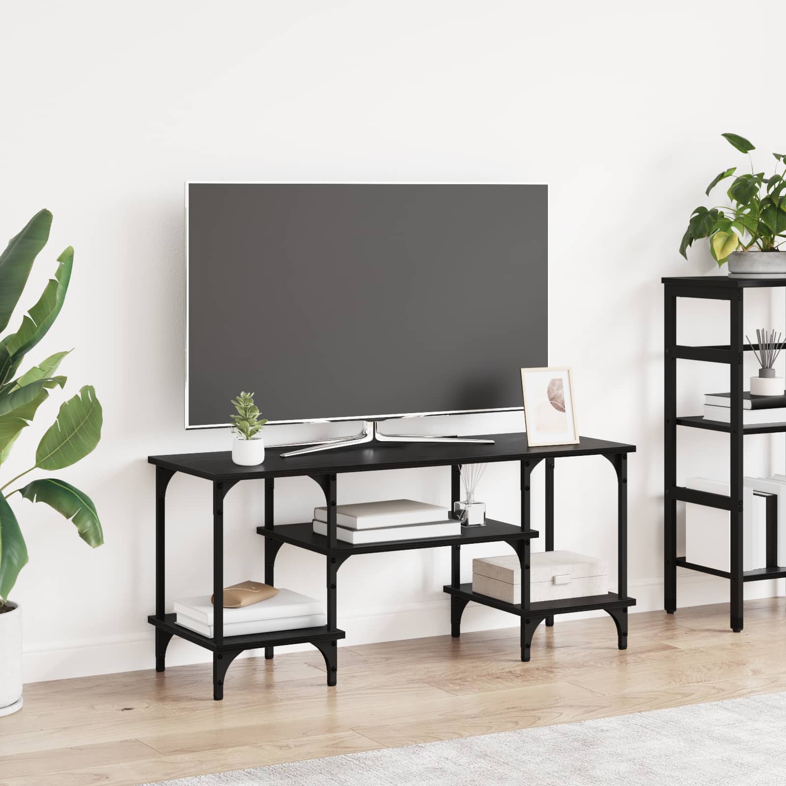 TV ormar Crni hrast 102 x 35 x 45,5 cm Obrađeno drvo i čelik