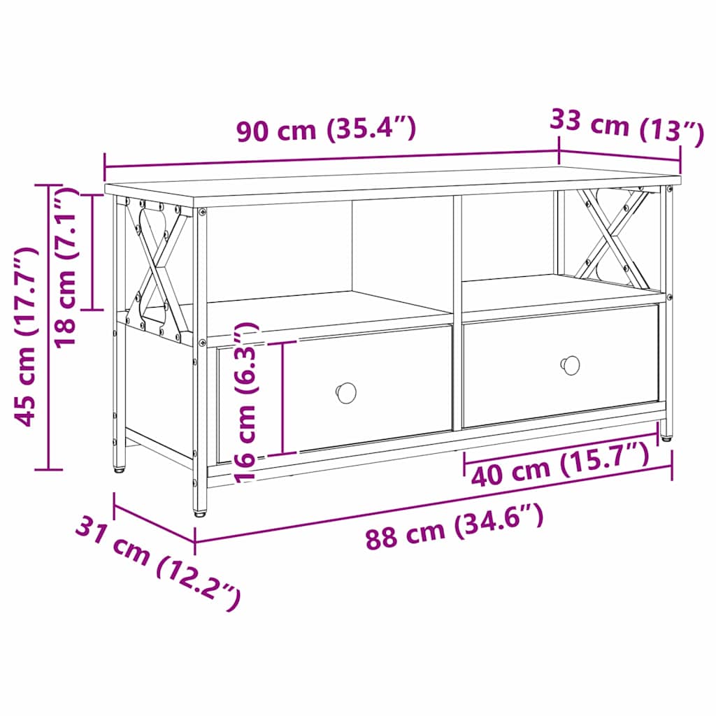 TV ormar s ladicama Umjetnički hrast 90 x 33 x 45 cm
