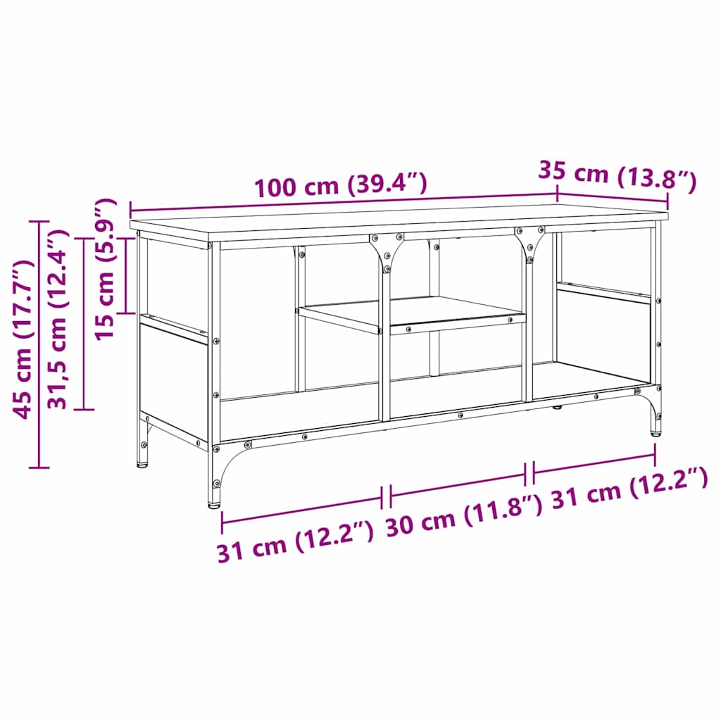 TV ormar Staro drvo 100 x 35 x 45 cm Obrađeno drvo i čelik