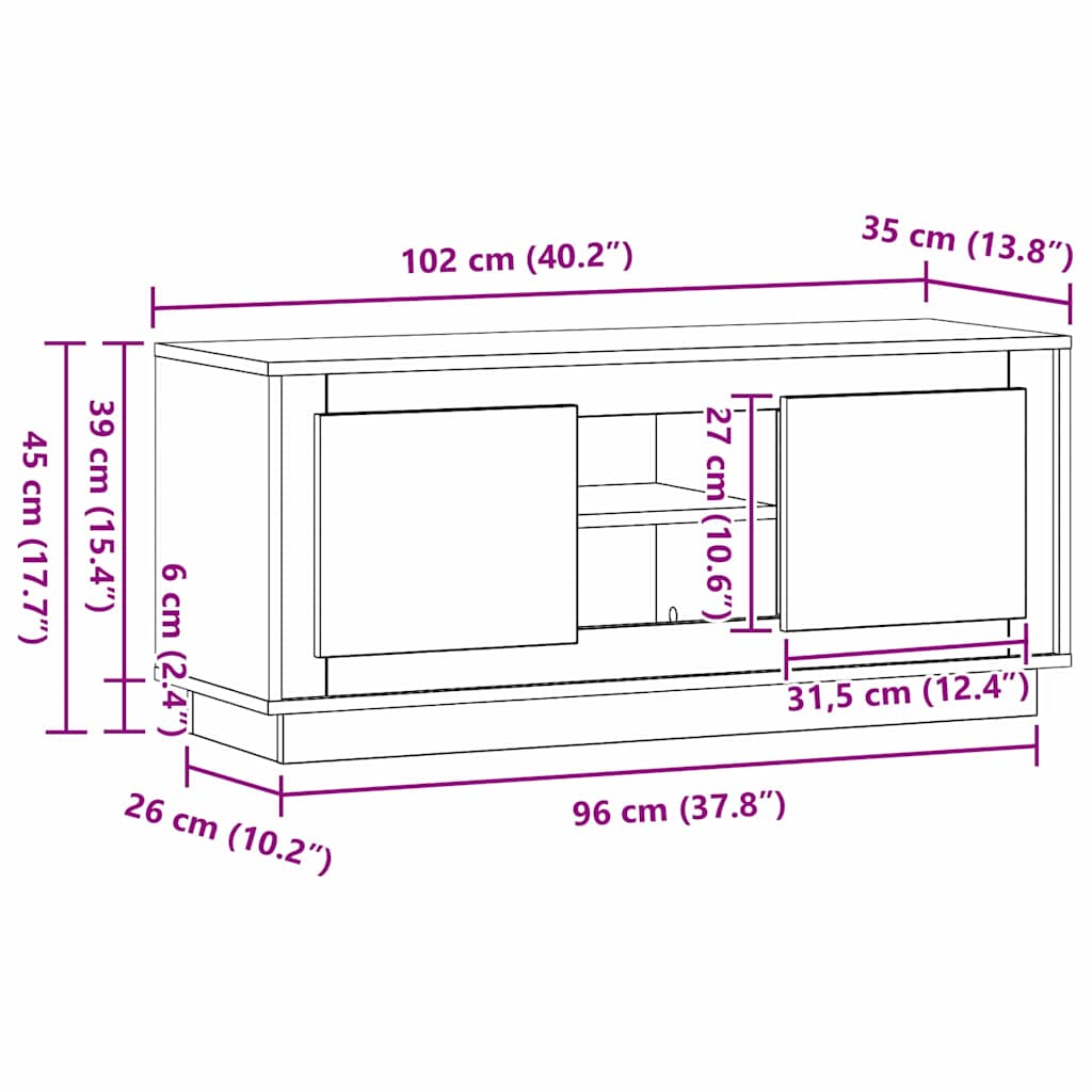 TV ormar Staro drvo 102 x 35 x 45 cm Konstruirano drvo