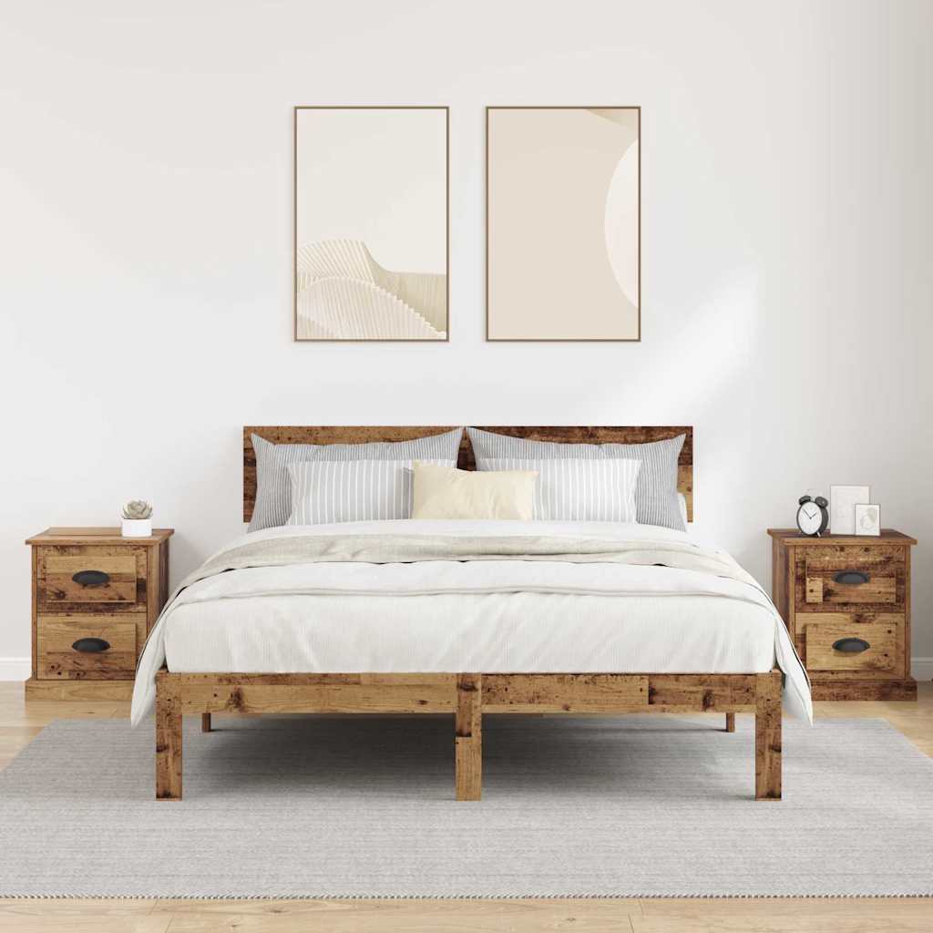 Noćni ormar s ladicama 2 pcs Staro drvo 39 x 39 x 47.5 cm