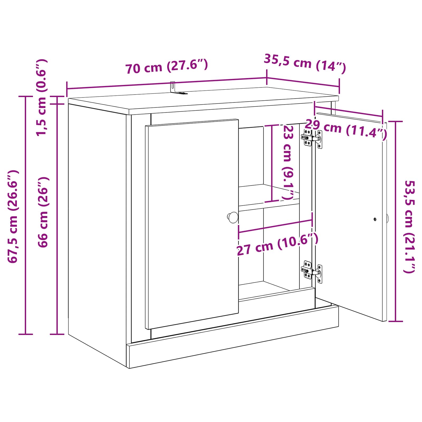 Kreveta Crni hrast 70 x 35,5 x 67,5 cm Konstruirano drvo