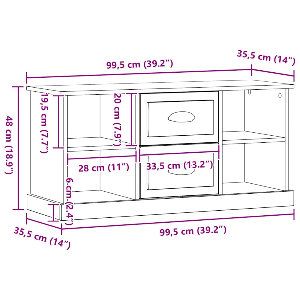TV ormar Umjetnički hrast 99,5 x 35,5 x 48 cm Konstruirano drvo